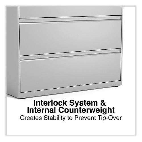 Alera Lateral File, 3 Legal/Letter/A4/A5-Size File Drawers, Light Gray, 42" x 18.63" x 40.25" (ALEHLF4241LG)