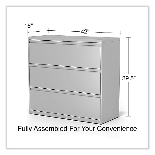 Alera Lateral File, 3 Legal/Letter/A4/A5-Size File Drawers, Light Gray, 42" x 18.63" x 40.25" (ALEHLF4241LG)