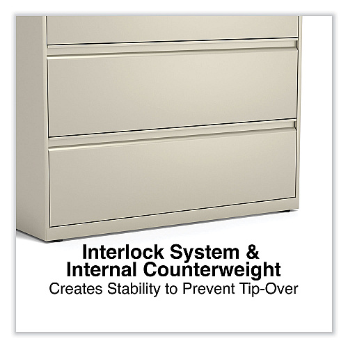 Alera Lateral File, 3 Legal/Letter/A4/A5-Size File Drawers, Putty, 42" x 18.63" x 40.25" (ALEHLF4241PY)