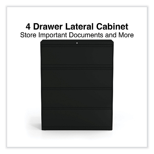 Alera Lateral File, 4 Legal/Letter-Size File Drawers, Black, 42" x 18.63" x 52.5" (ALEHLF4254BL)