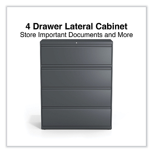 Alera Lateral File, 4 Legal/Letter/A4/A5-Size File Drawers, Charcoal, 42" x 18.63" x 52.5" (ALEHLF4254CC)