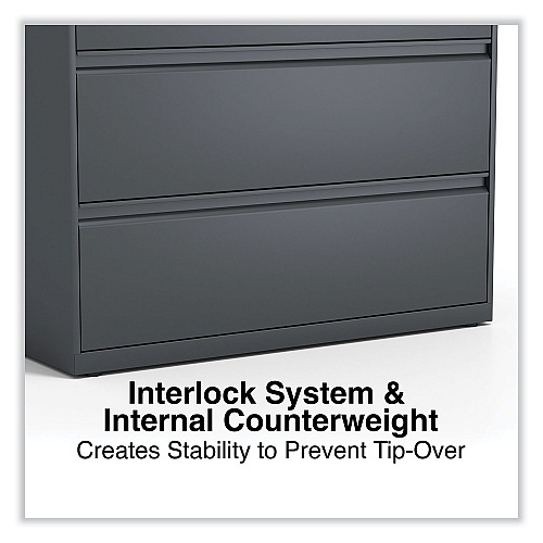 Alera Lateral File, 4 Legal/Letter/A4/A5-Size File Drawers, Charcoal, 42" x 18.63" x 52.5" (ALEHLF4254CC)