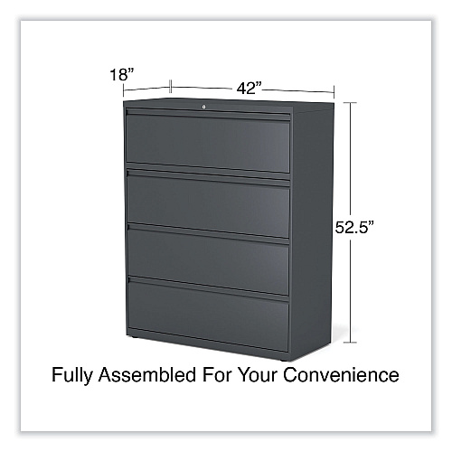 Alera Lateral File, 4 Legal/Letter/A4/A5-Size File Drawers, Charcoal, 42" x 18.63" x 52.5" (ALEHLF4254CC)