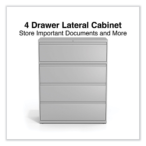 Alera Lateral File, 4 Legal/Letter-Size File Drawers, Light Gray, 42" x 18.63" x 52.5" (ALEHLF4254LG)