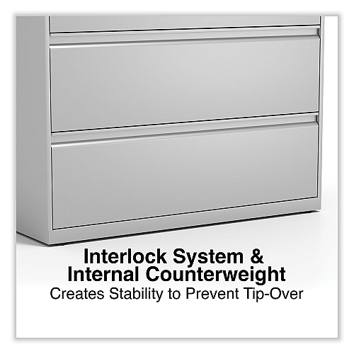 Alera Lateral File, 4 Legal/Letter-Size File Drawers, Light Gray, 42" x 18.63" x 52.5" (ALEHLF4254LG)
