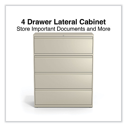 Alera Lateral File, 4 Legal/Letter-Size File Drawers, Putty, 42" x 18.63" x 52.5" (ALEHLF4254PY)