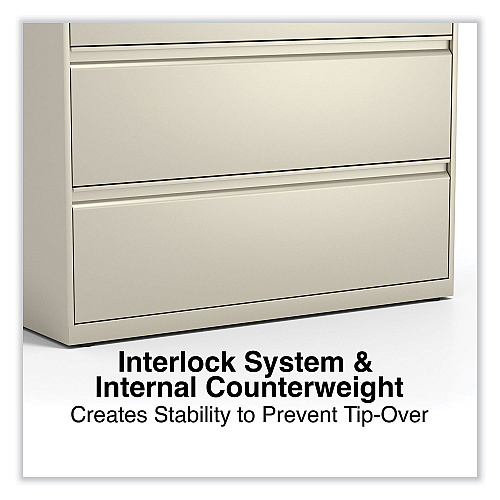 Alera Lateral File, 4 Legal/Letter-Size File Drawers, Putty, 42" x 18.63" x 52.5" (ALEHLF4254PY)