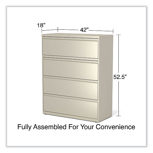 Alera Lateral File, 4 Legal/Letter-Size File Drawers, Putty, 42" x 18.63" x 52.5" (ALEHLF4254PY)
