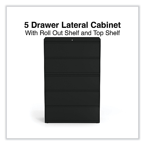 Alera Lateral File, 5 Legal/Letter/A4/A5-Size File Drawers, Black, 42" x 18.63" x 67.63" (ALEHLF4267BL)