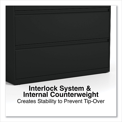 Alera Lateral File, 5 Legal/Letter/A4/A5-Size File Drawers, Black, 42" x 18.63" x 67.63" (ALEHLF4267BL)