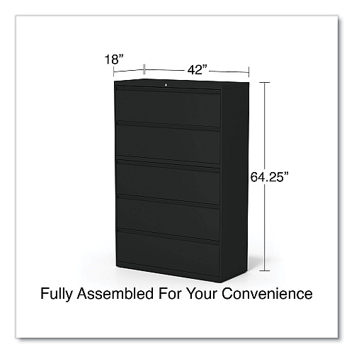 Alera Lateral File, 5 Legal/Letter/A4/A5-Size File Drawers, Black, 42" x 18.63" x 67.63" (ALEHLF4267BL)