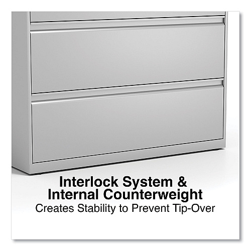 Alera Lateral File, 5 Legal/Letter/A4/A5-Size File Drawers, 1 Roll-Out Posting Shelf, Light Gray, 42" x 18.63" x 67.63" (ALEHLF4267LG)