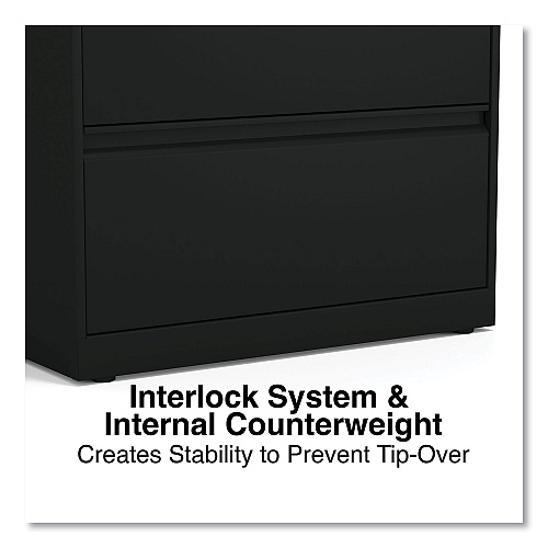 Alera Lateral File, 2 Legal/Letter-Size File Drawers, Black, 30" x 18.63" x 28" (ALEHLF3029BL)