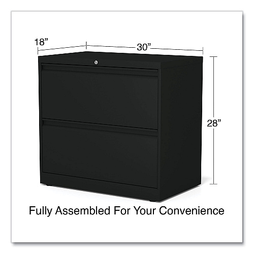 Alera Lateral File, 2 Legal/Letter-Size File Drawers, Black, 30" x 18.63" x 28" (ALEHLF3029BL)