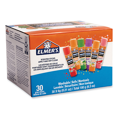 Elmer's Clear School Glue Stick, Scented, Assorted, 0.21 oz, Dries Clear, 30/Pack (2175692)