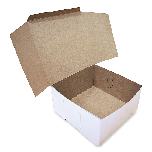 SCT White One-Piece Non-Window Bakery Boxes, Standard, 10 x 10 x 5, White/Kraft, Paper, 100/Bundle (1576)