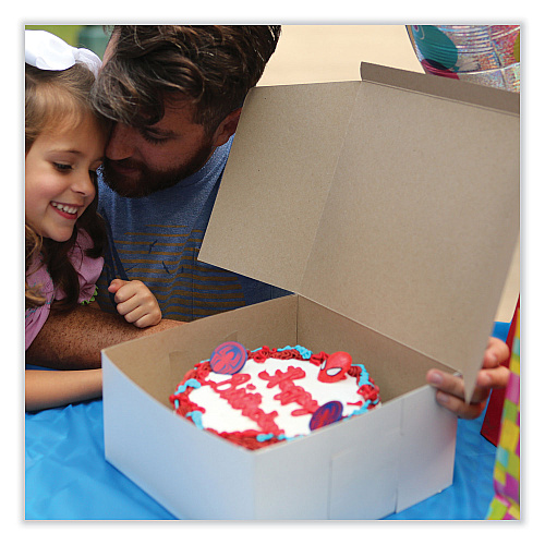 SCT White One-Piece Non-Window Bakery Boxes, Standard, 12 x 12 x 6, White/Kraft, Paper, 50/Bundle (1589)