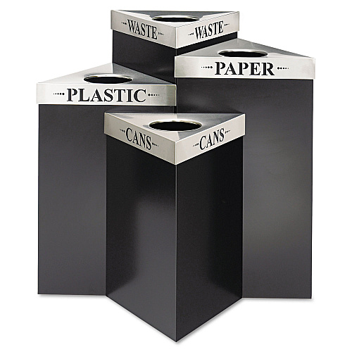 Safco Trifecta Waste Receptacle Lid, Laser Cut "WASTE" Inscription, 20w x 20d x 3h, Stainless Steel (9560WA)