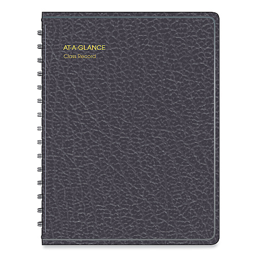 AT-A-GLANCE Undated Class Record Book, Nine to 10 Week Term: Two-Page Spread (35 Students), 10.88 x 8.25, Black Cover (8015005)