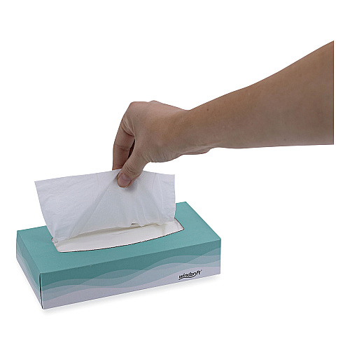 Windsoft Facial Tissue, 2 Ply, White, Flat Pop-Up Box, 100 Sheets/Box, 30 Boxes/Carton (WIN2360)