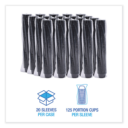 Boardwalk Souffle/Portion Cups, 2 oz, Polypropylene, Black, 125 Cups/Sleeve, 20 Sleeves/Carton (BWKPRTN2BL)