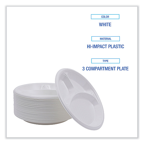 Boardwalk&reg; Hi-Impact Plastic Dinnerware, Plate, We, 500 Plates (BWKPLTHIPS10WH3)