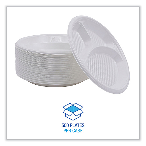 Boardwalk&reg; Hi-Impact Plastic Dinnerware, Plate, We, 500 Plates (BWKPLTHIPS10WH3)