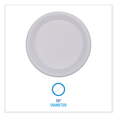 Boardwalk&reg; Hi-Impact Plastic Dinnerware Plate 10" Dia, 500 Plates (BWKPLHIPS10WH)