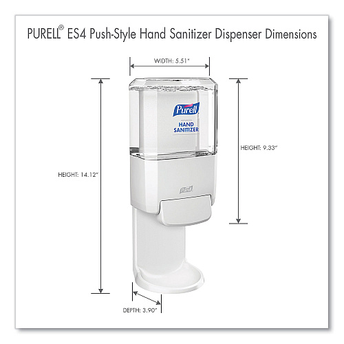 PURELL Push-Style Hand Sanitizer Dispenser, 1,200 mL, 5.25 x 8.56 x 12.13, White (502001)