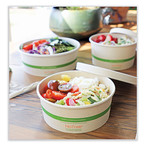 World Centric No Tree Wide Paper Bowls, 24 oz, 5.9" Diameter x 2.4"h, Natural, Sugarcane, 300/Carton (BONT24W)