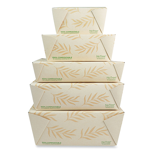 World Centric No Tree Folded Takeout Containers, 65 oz, 6.25 x 8.7 x 2.5, Natural, Sugarcane, 200/Carton (TONT3)