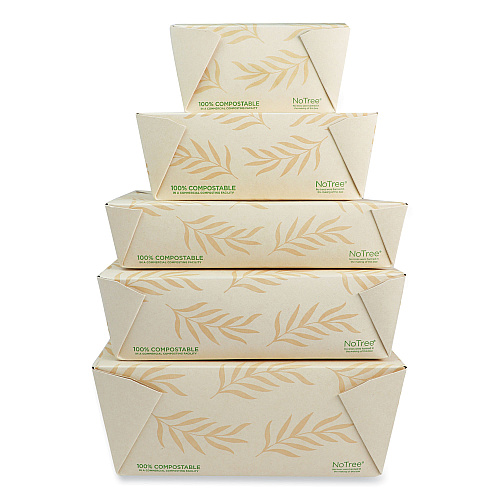 World Centric No Tree Folded Takeout Containers, 26 oz, 4.2 x 5.2 x 2.5, Natural, Sugarcane, 450/Carton (TONT1)