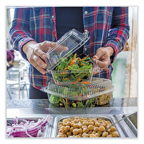 World Centric PLA Hinged Clamshells, 46 oz, 8.3 x 8.6 x 3.1, Clear, Plastic, 300/Carton (KLCS8N)