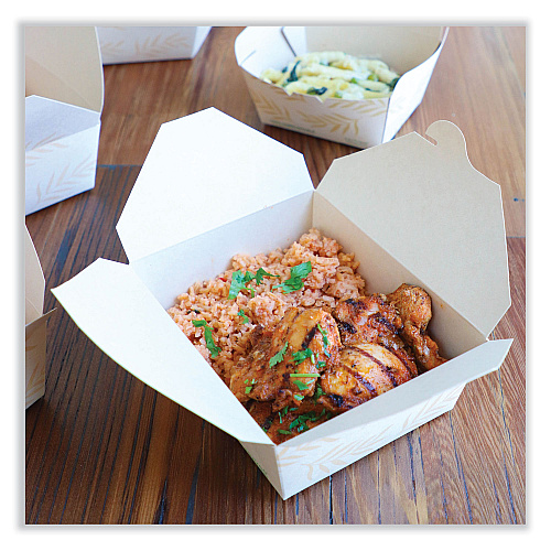 World Centric No Tree Folded Takeout Containers, 46 oz, 5.5 x 6.9 x 2.5, Natural, Sugarcane, 300/Carton (TONT8)