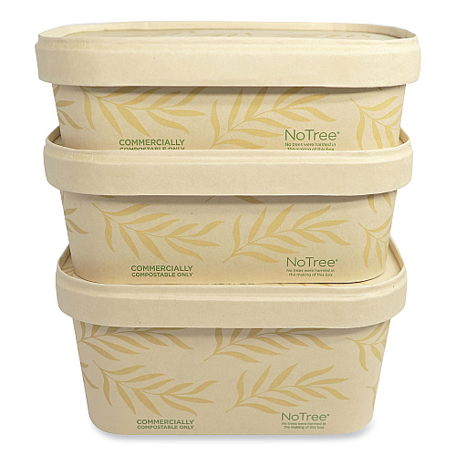 World Centric No Tree Rectangular Containers, 16 oz, 4.7 x 6.8 x 1.6, Natural, Sugarcane, 300/Carton (CTNT16)