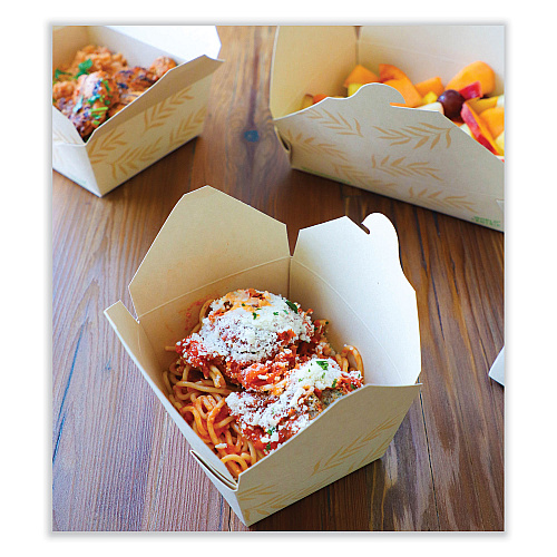 World Centric No Tree Folded Takeout Containers, 26 oz, 4.2 x 5.2 x 2.5, Natural, Sugarcane, 450/Carton (TONT1)