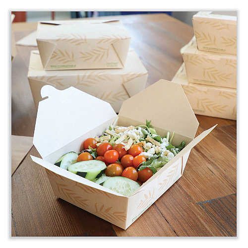 World Centric No Tree Folded Takeout Containers, 65 oz, 6.25 x 8.7 x 2.5, Natural, Sugarcane, 200/Carton (TONT3)
