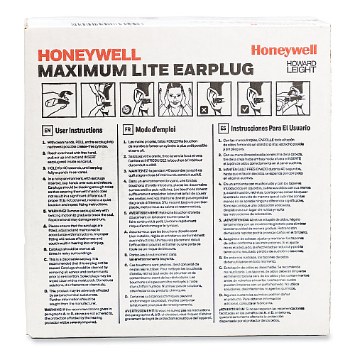 Howard Leight MAXIMUM Lite Single-Use Earplugs, Cordless, 30NRR, Green, 200 Pairs (LPF1)