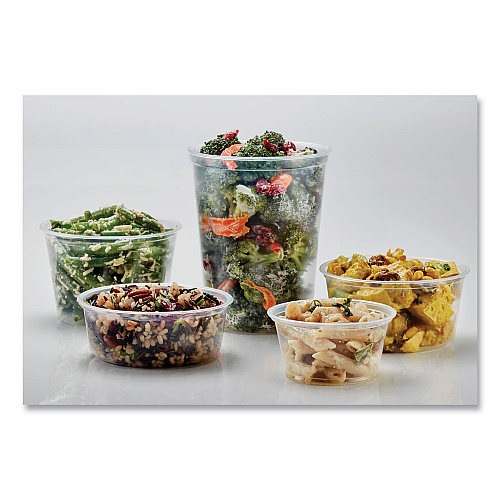 Fabri-Kal Microwavable Deli Containers, 24 oz, 4.6 Diameter x 4.1 h, Clear, Plastic, 500/Carton (PK24TC)