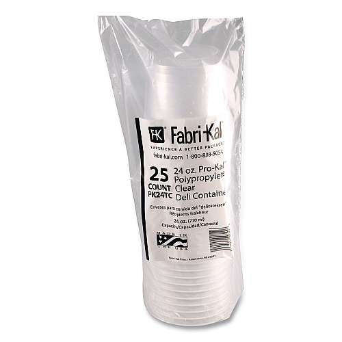 Fabri-Kal Microwavable Deli Containers, 24 oz, 4.6 Diameter x 4.1 h, Clear, Plastic, 500/Carton (PK24TC)