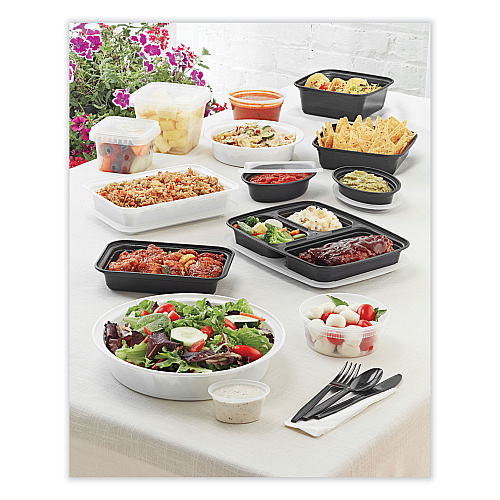 Pactiv Newspring VERSAtainer Microwavable Containers, Round, 35 oz, 8 x 8 x 2.5, White/Clear, Plastic, 150/Carton (NC737)
