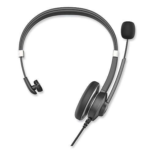 Innovera IVR70001 Monaural Over The Head Headset, Black/Silver