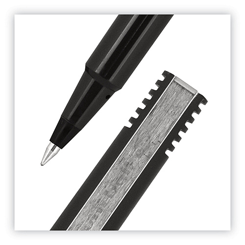 uni-ball Roller Ball Pen, Stick, Extra-Fine 0.5 mm, Black Ink, Black Matte Barrel, Dozen (60151)