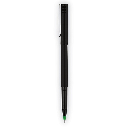 uni-ball Rollerball Pen, Stick, Fine 0.7 mm, Green Ink, Black/Green Barrel, Dozen (60104)