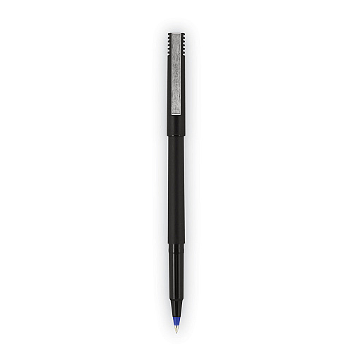 uni-ball Roller Ball Pen, Stick, Extra-Fine 0.5 mm, Blue Ink, Black/Blue Barrel, 72/Pack (2013566)