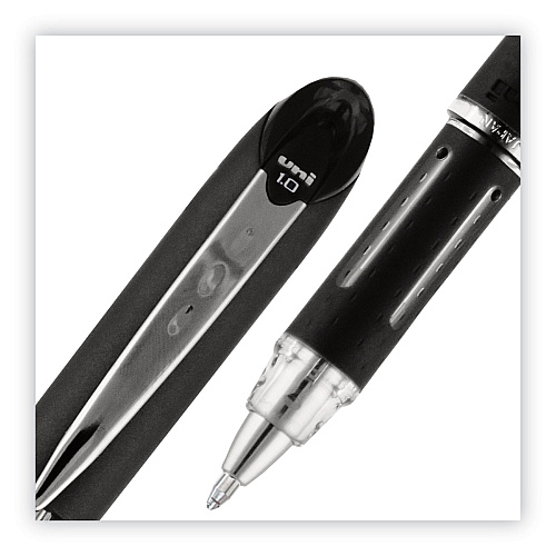 uni-ball Jetstream Stick Hybrid Gel Pen, Bold 1 mm, Black Ink, Black/Silver Barrel (33921)