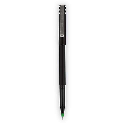uni-ball Rollerball Pen, Stick, Fine 0.7 mm, Green Ink, Black/Green Barrel, Dozen (60104)