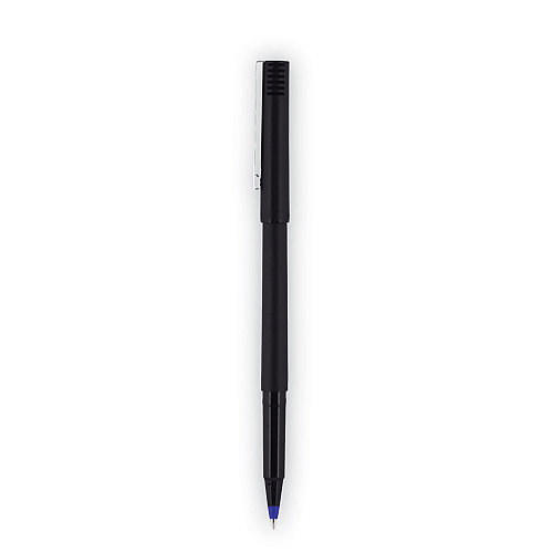 uni-ball Roller Ball Pen, Stick, Extra-Fine 0.5 mm, Blue Ink, Black/Blue Barrel, 72/Pack (2013566)