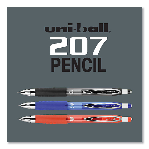 uni-ball 207 Mechanical Pencils with Tube of Lead/Erasers, 0.7 mm, HB (#2), Black Lead, Assorted Barrel Colors, 3 Pencils/Set (70139)