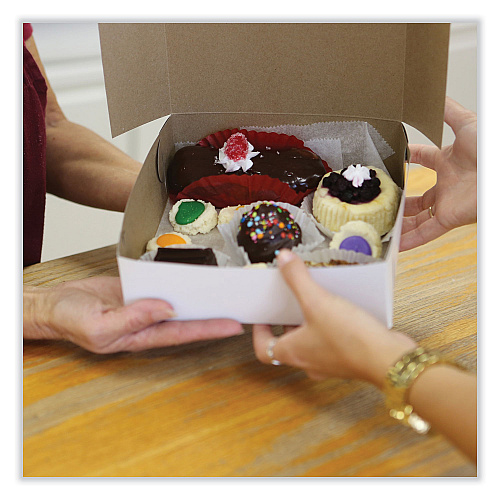 SCT Bakery Boxes, Standard, 7 x 7 x 3, White, Paper, 250/Carton (1517)